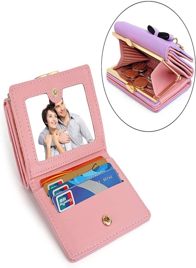 موكا محفظة MOCA النسائية الصغيرة اللطيفة، محفظة يد للنساء والفتيات، محفظة صغيرة بثلاث طيات، مشبك لحفظ النقود والبطاقات (بنفسجي) - Image 3